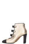 CHANEL 2018 Ankle Boots Cut Out Gold Pearl
