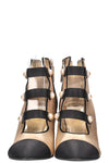 CHANEL 2018 Ankle Boots Cut Out Gold Pearl