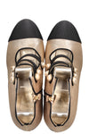 CHANEL 2018 Ankle Boots Cut Out Gold Pearl