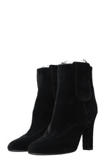 CHANEL Velvet Coin Ankle Boots Black