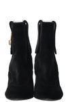 CHANEL Velvet Coin Ankle Boots Black