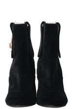 CHANEL Velvet Coin Ankle Boots Black