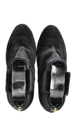 CHANEL Velvet Coin Ankle Boots Black