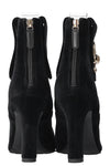 CHANEL Velvet Coin Ankle Boots Black