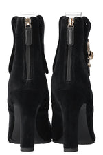 CHANEL Velvet Coin Ankle Boots Black