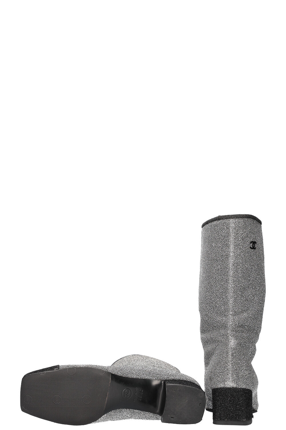 CHANEL Glitter Boots Short Silver FW17