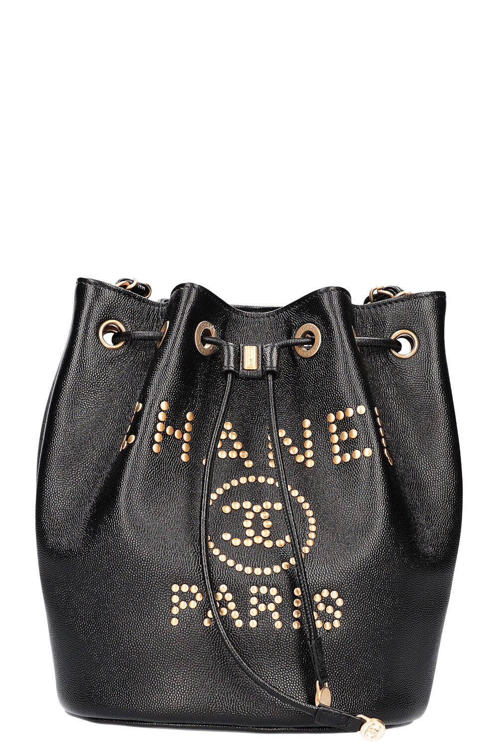 CHANEL Deauville Drawstring Bucket Bag Black