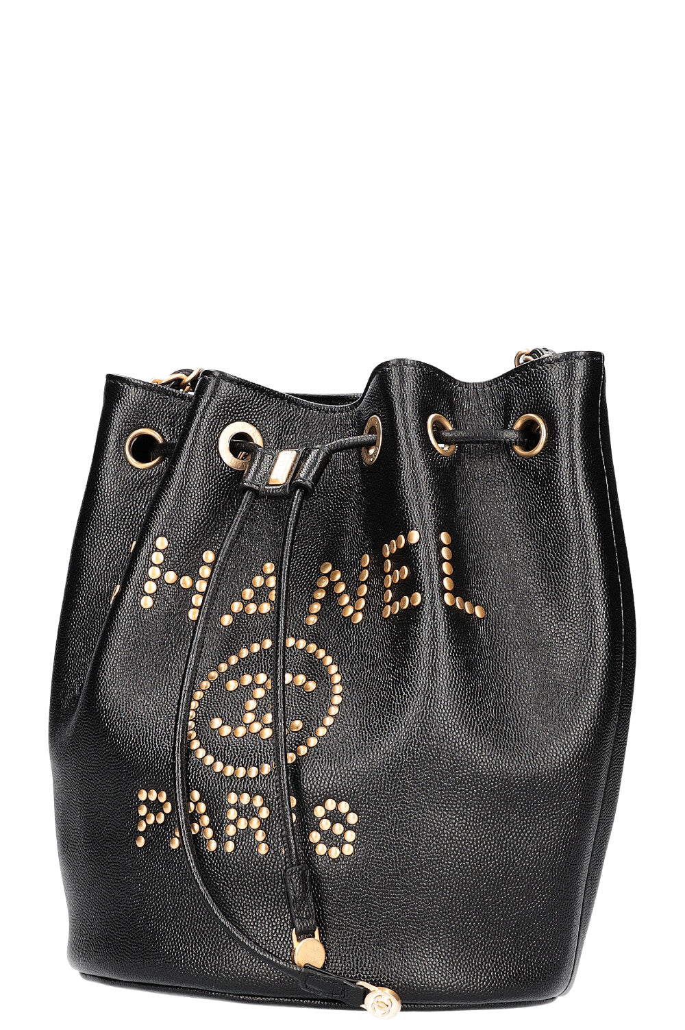 CHANEL Deauville Drawstring Bucket Bag Black