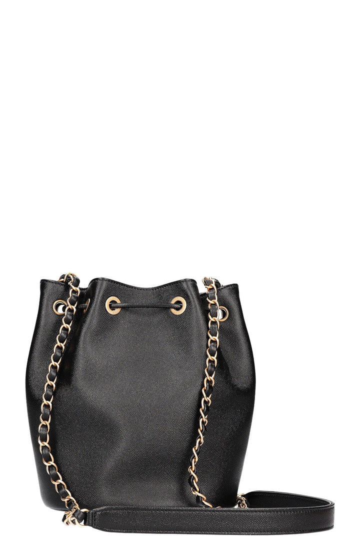 CHANEL Deauville Drawstring Bucket Bag Black