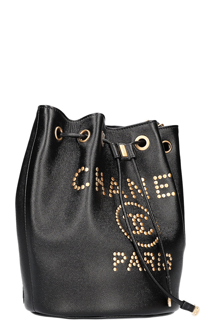 CHANEL Deauville Drawstring Bucket Bag Black