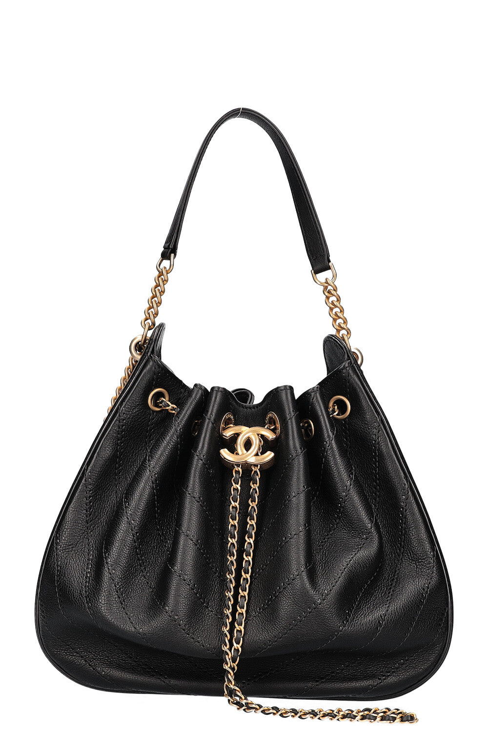 CHANEL Paris Rome Chevron Chain Bag Black