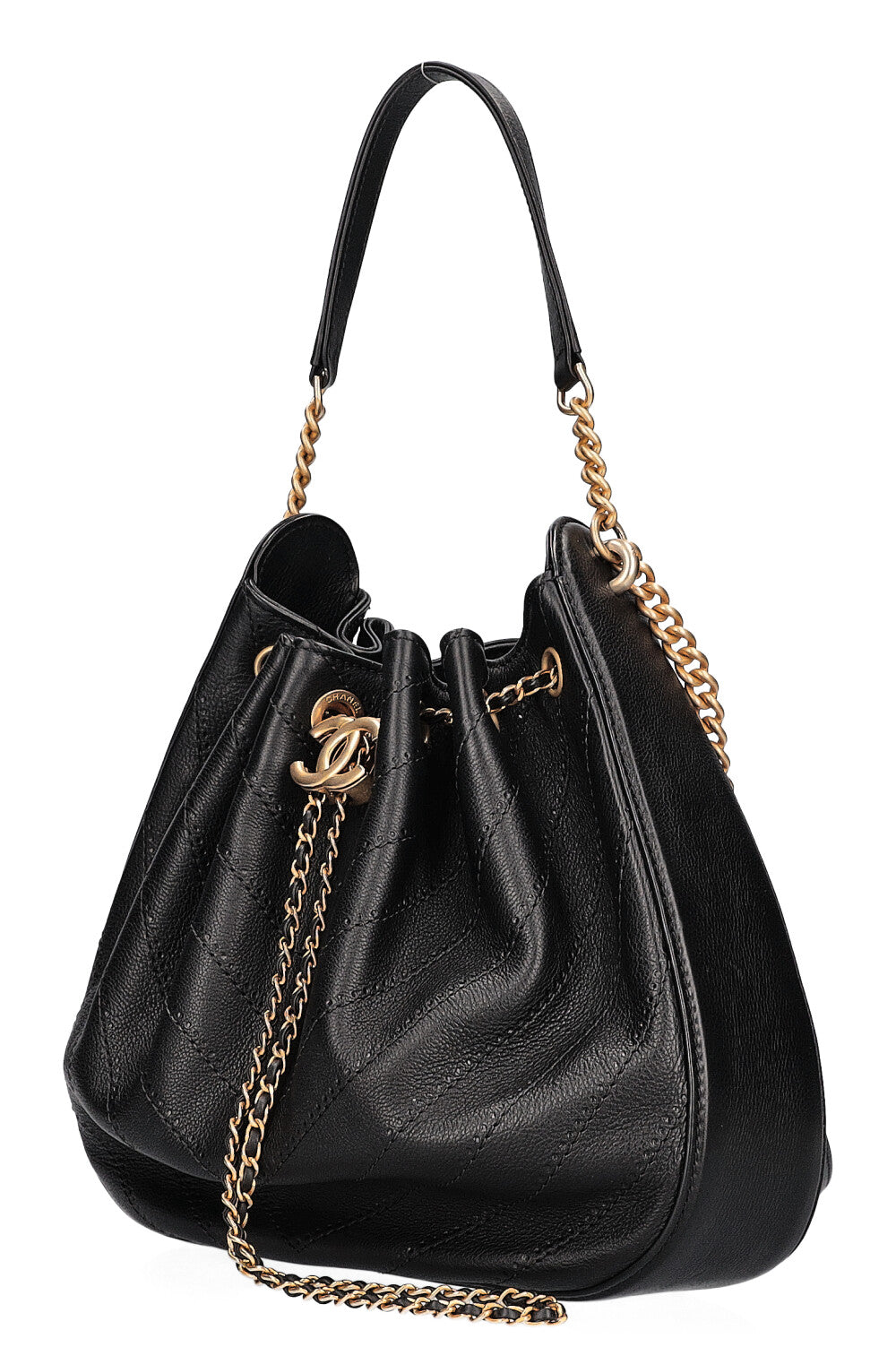 CHANEL Paris Rome Chevron Chain Bag Black