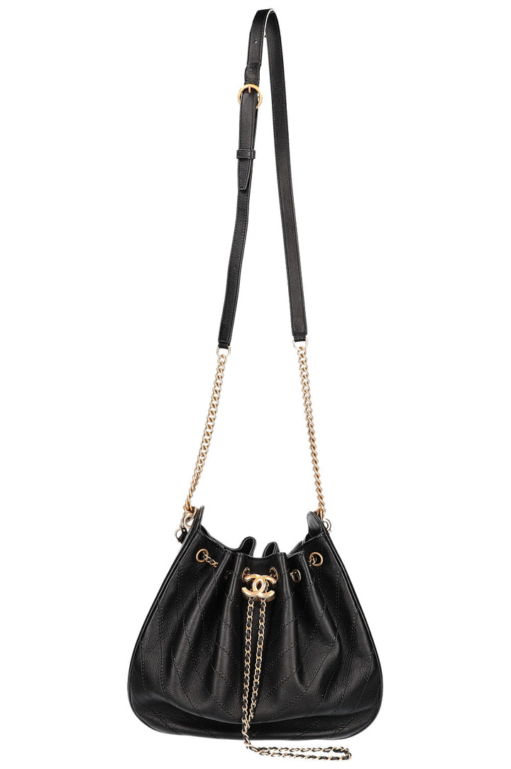 CHANEL Paris Rome Chevron Chain Bag Black