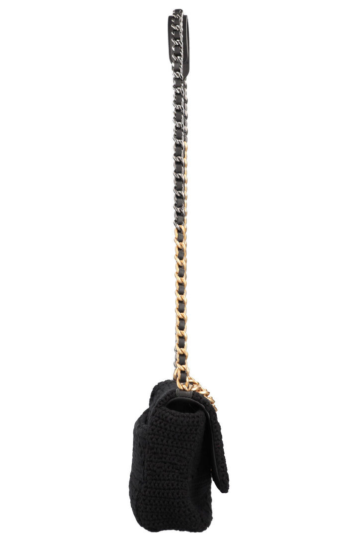 CHANEL Medium 19 Cotton Crochet Bag Black