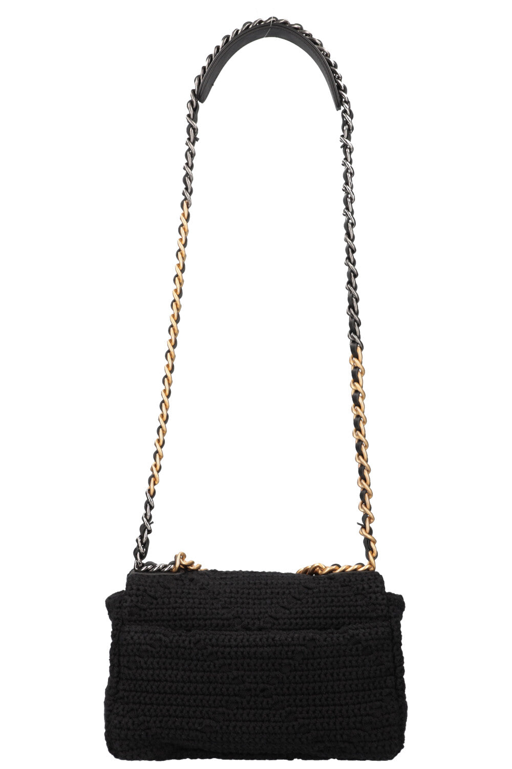 CHANEL Medium 19 Cotton Crochet Bag Black