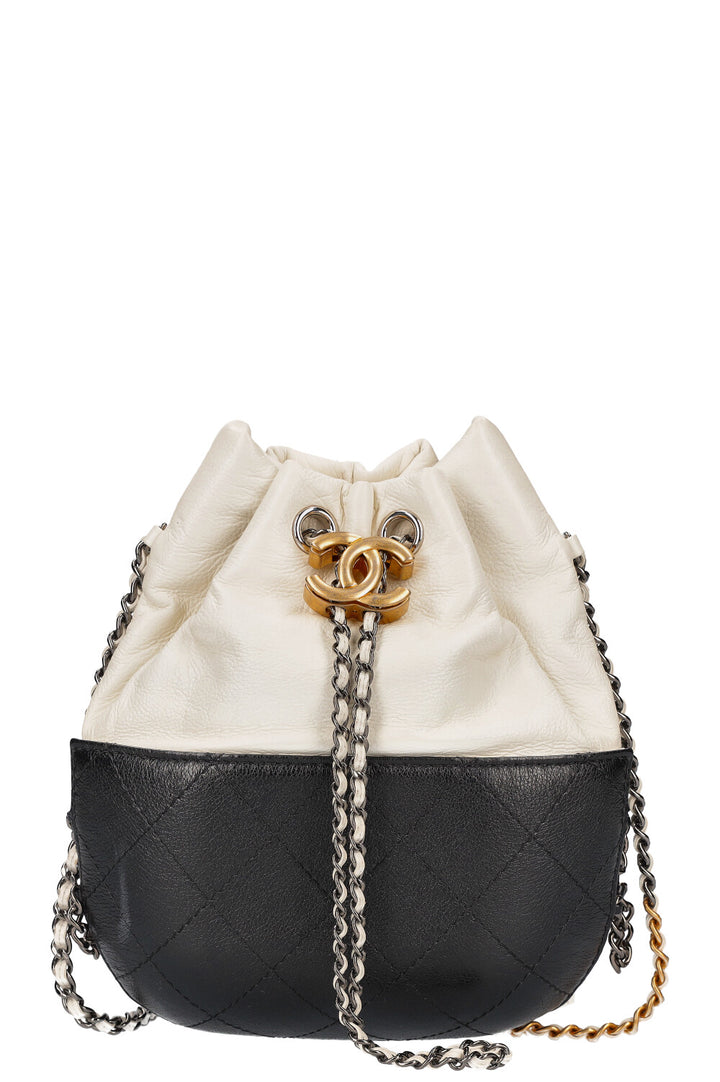 CHANEL Small Gabrielle Bucket Bag Black White