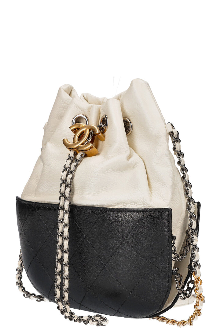 CHANEL Small Gabrielle Bucket Bag Black White