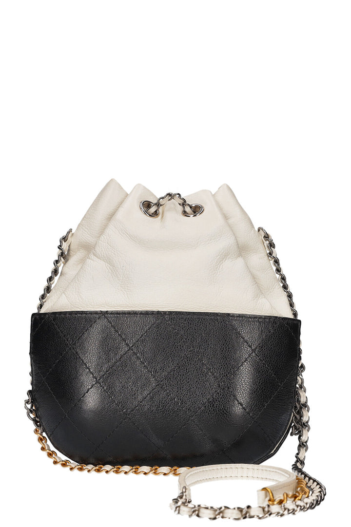 CHANEL Small Gabrielle Bucket Bag Black White