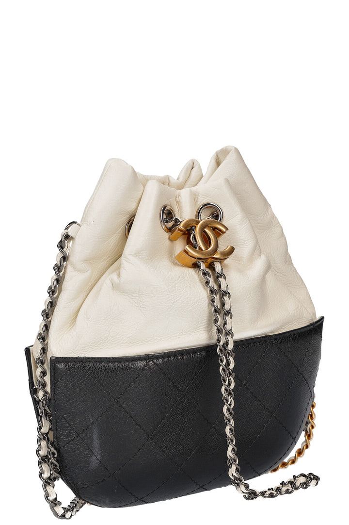 CHANEL Small Gabrielle Bucket Bag Black White