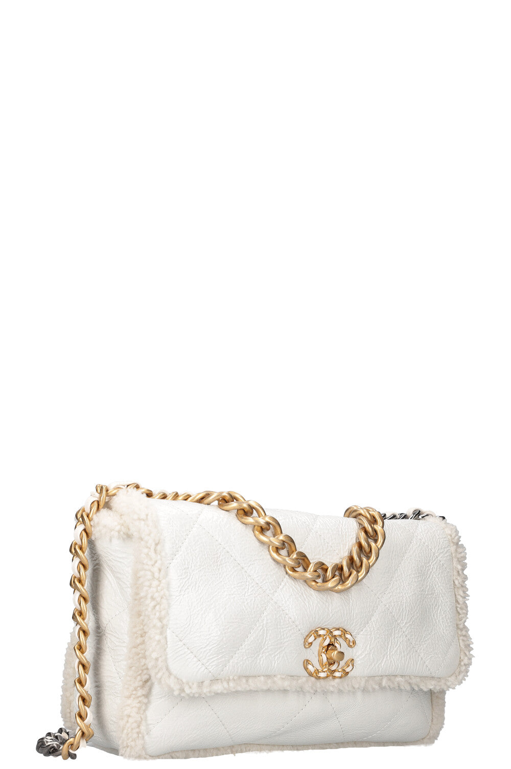 CHANEL 19 Bag White Shearling