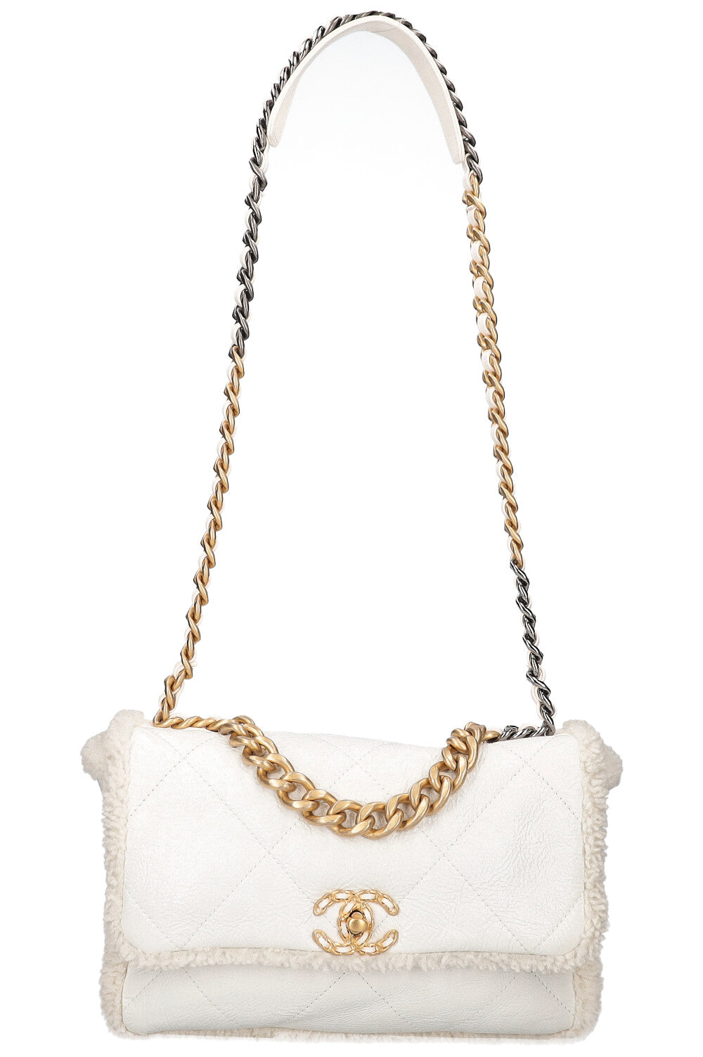 CHANEL 22 Crossbody Bag White Shearling