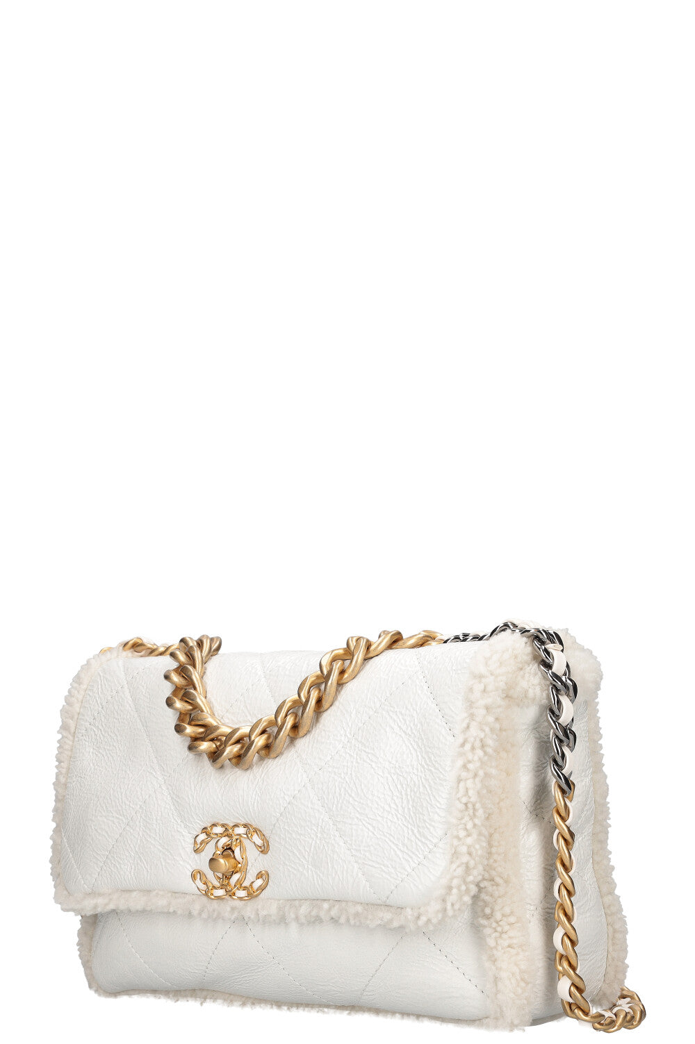 CHANEL 19 Bag White Shearling