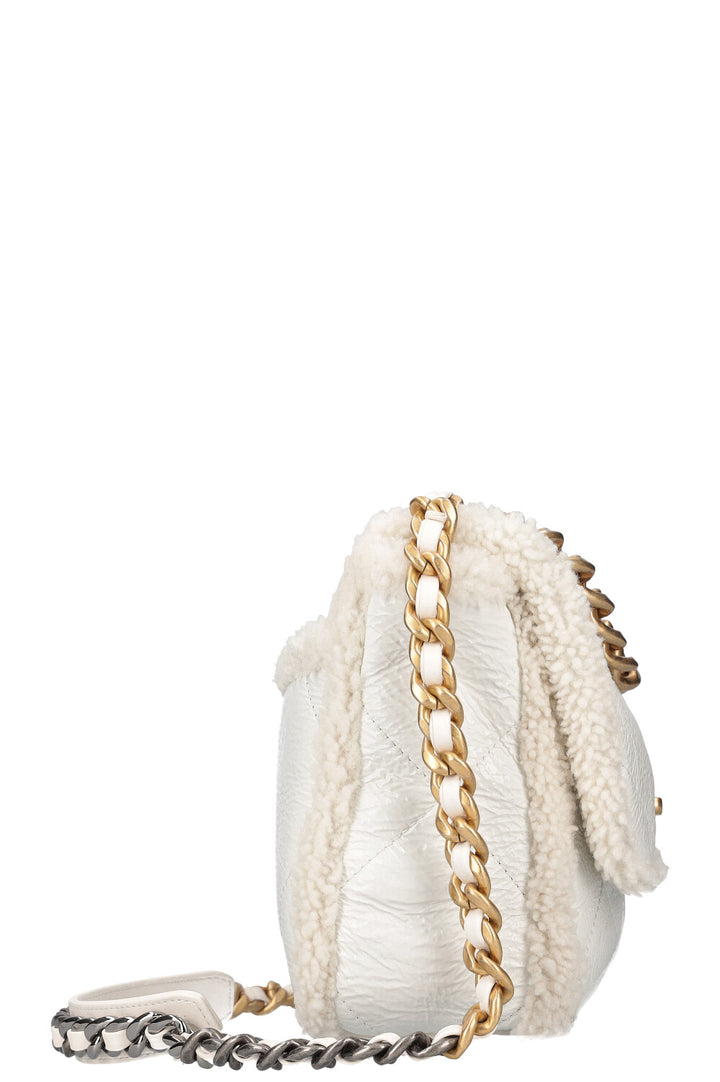 CHANEL 19 Bag White Shearling