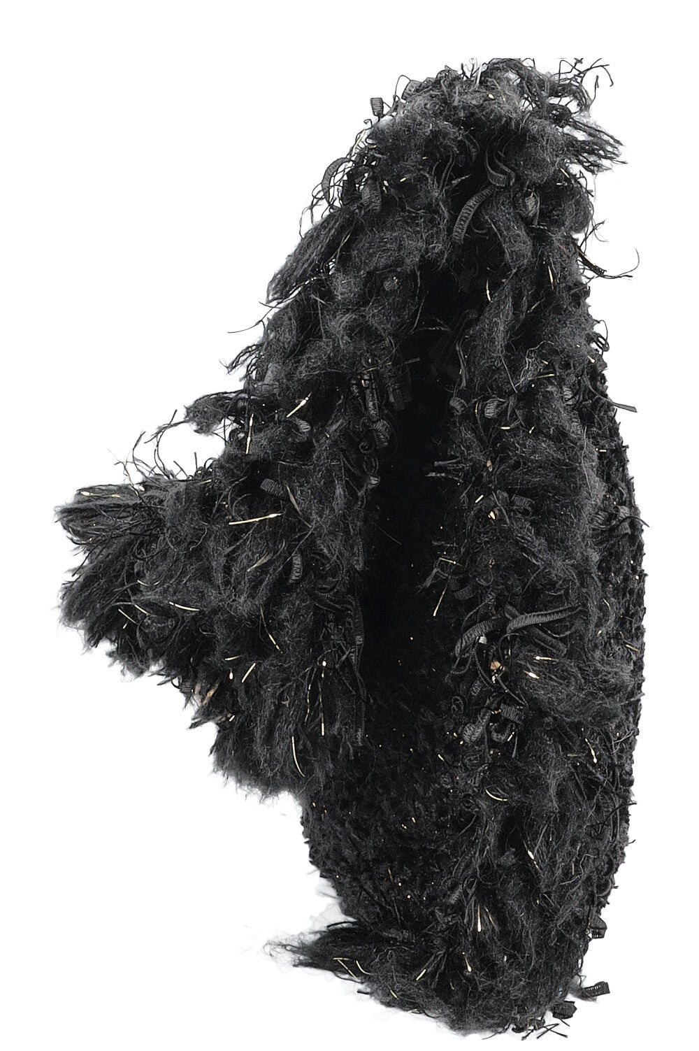 CHANEL Cosmopolite Chain Trim Tweed Clutch Black