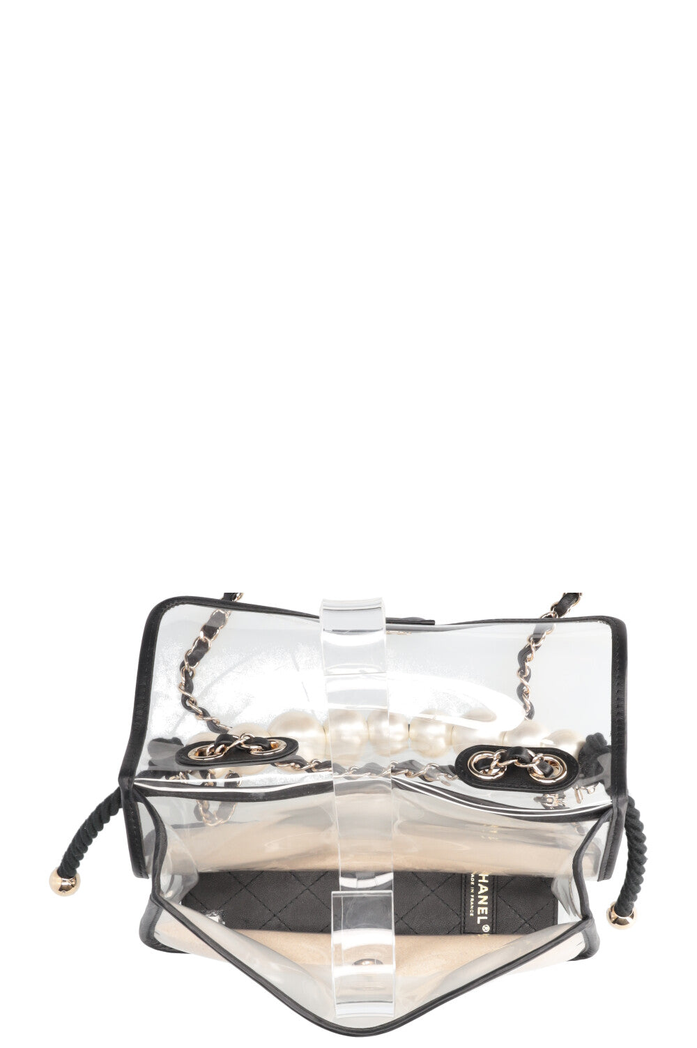 CHANEL Sand By The Sea Pearl Flap Bag PVC Black