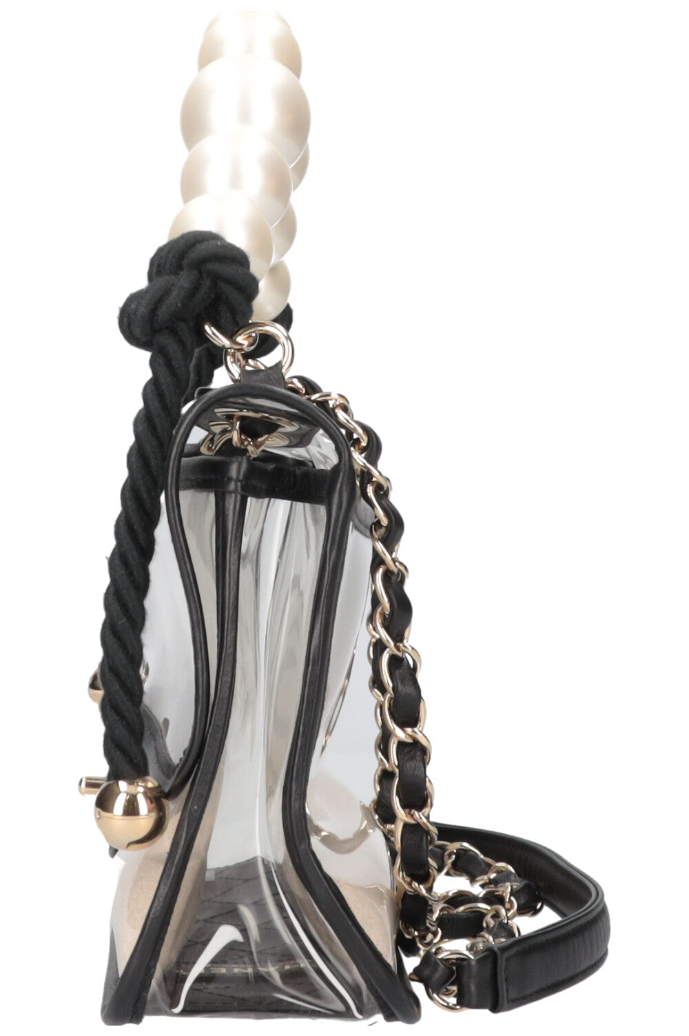 CHANEL Sand By The Sea Pearl Flap Bag PVC Black