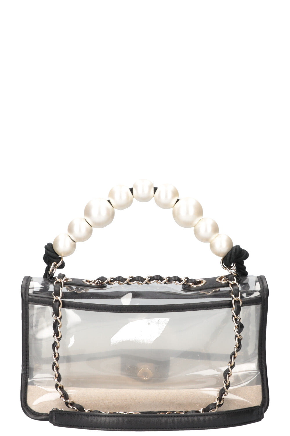 CHANEL Sand By The Sea Pearl Flap Bag PVC Black