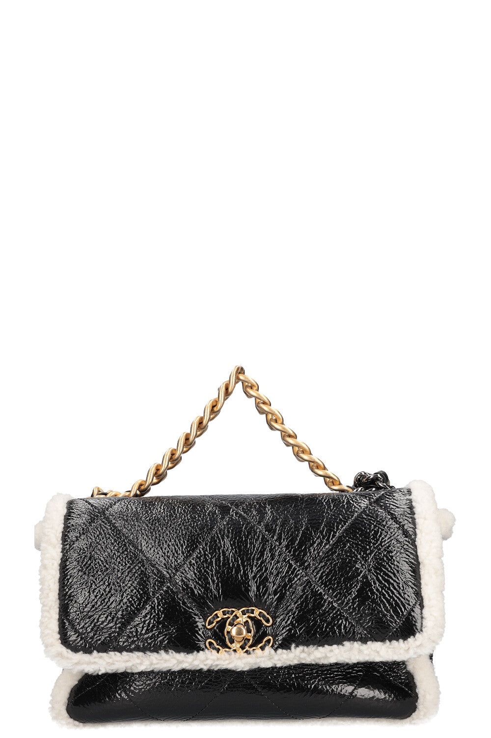 CHANEL 19 Large Bag Patent Leather \u0026amp; Shearling – REAWAKE