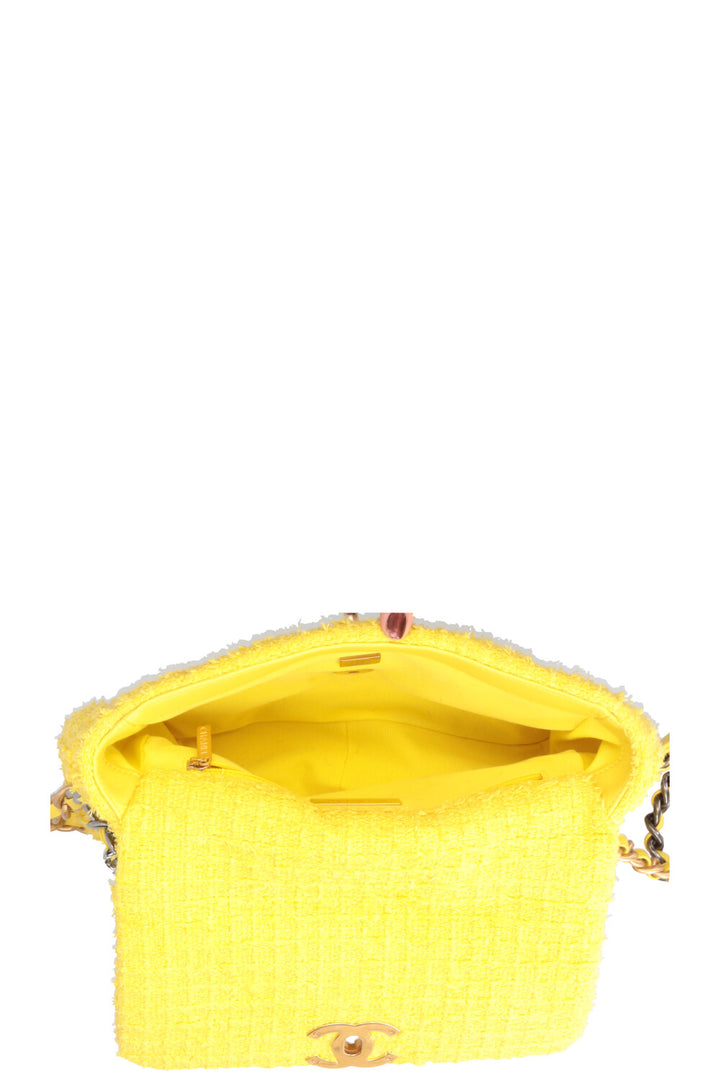 CHANEL 19 Medium Flap Bag Tweed Yellow