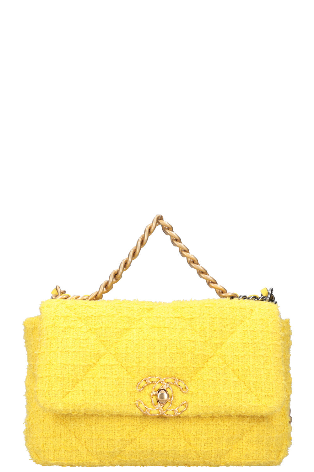 CHANEL 19 Medium Flap Bag Tweed Yellow