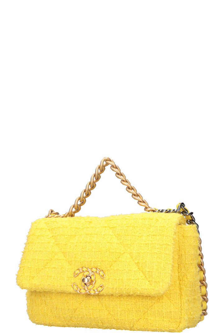 CHANEL 19 Medium Flap Bag Tweed Yellow