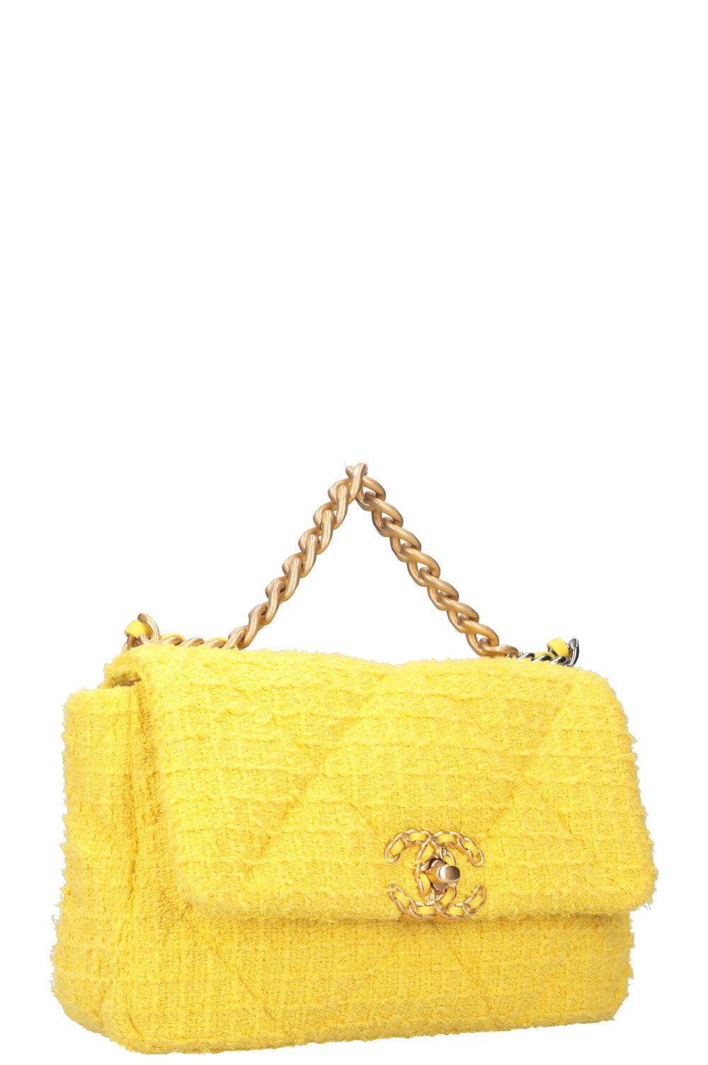 CHANEL 19 Medium Flap Bag Tweed Yellow