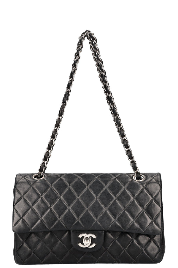 CHANEL Double Flap Bag Medium Black Silver