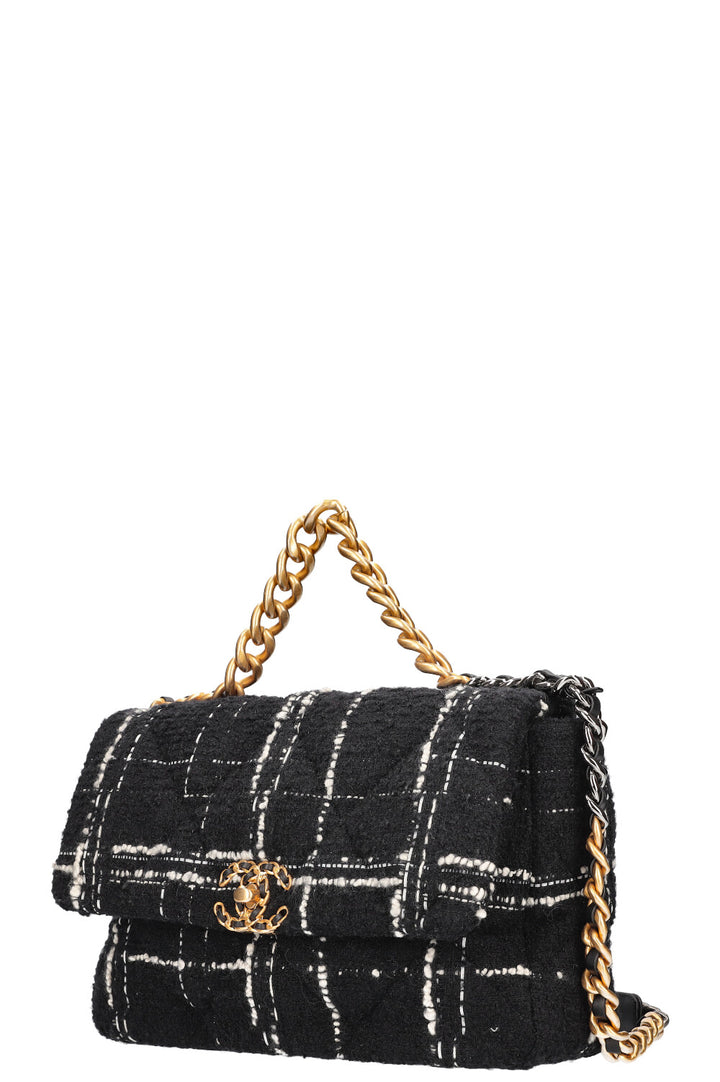 CHANEL 19 Large Flap Bag Tweed Black & White