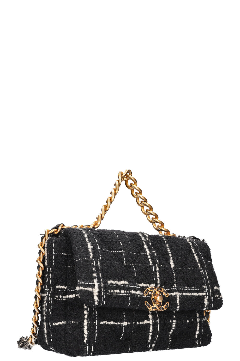 CHANEL 19 Large Flap Bag Tweed Black & White