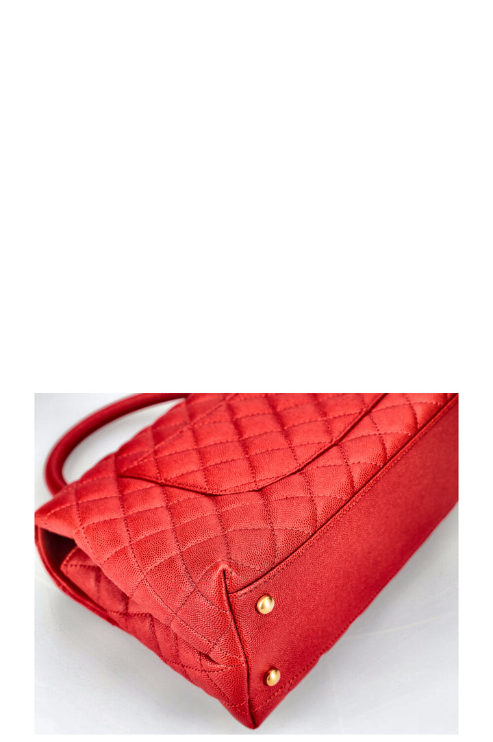 CHANEL Coco Handle Bag Red Caviar Leather