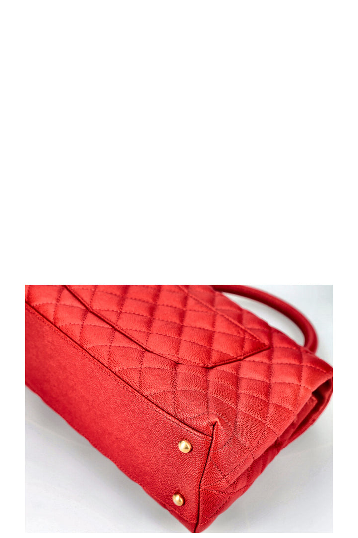 CHANEL Coco Handle Bag Red Caviar Leather