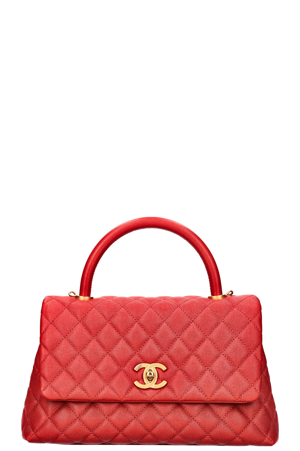 CHANEL Coco Handle Bag Red Caviar Leather