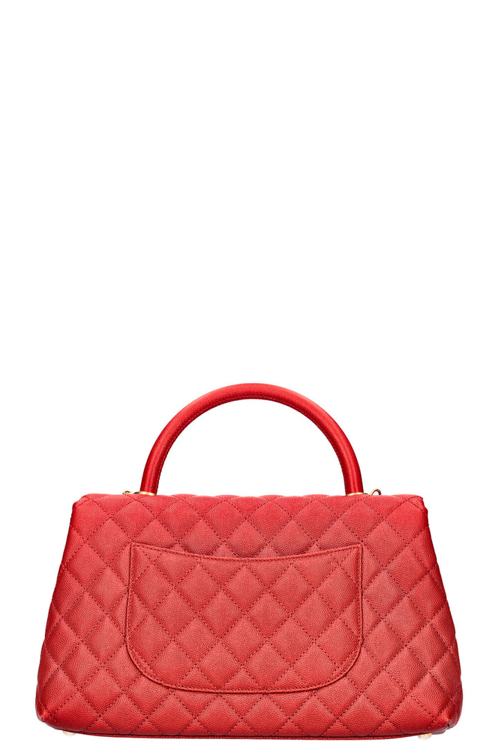 CHANEL Coco Handle Bag Red Caviar Leather