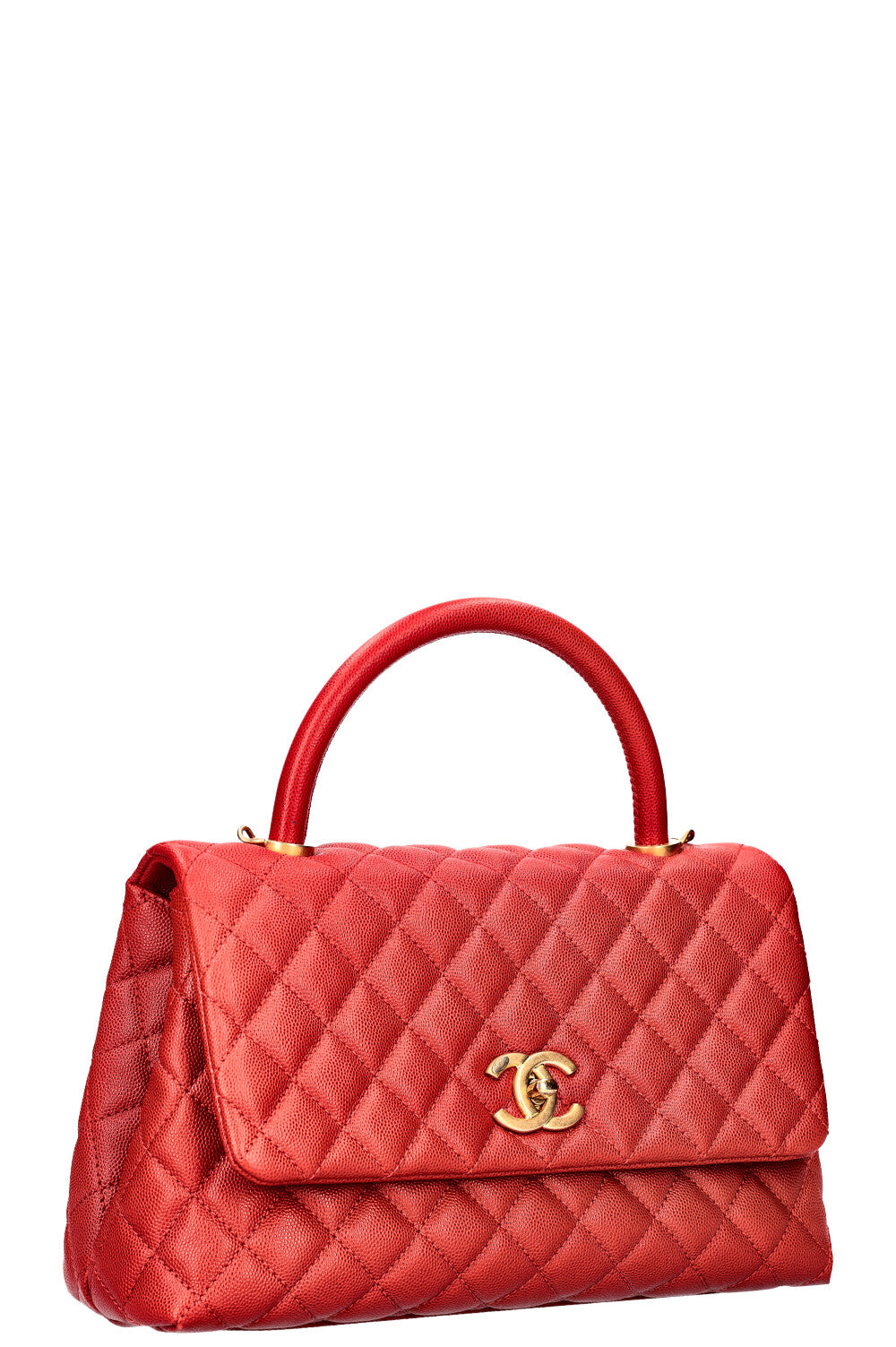 CHANEL Coco Handle Bag Red Caviar Leather