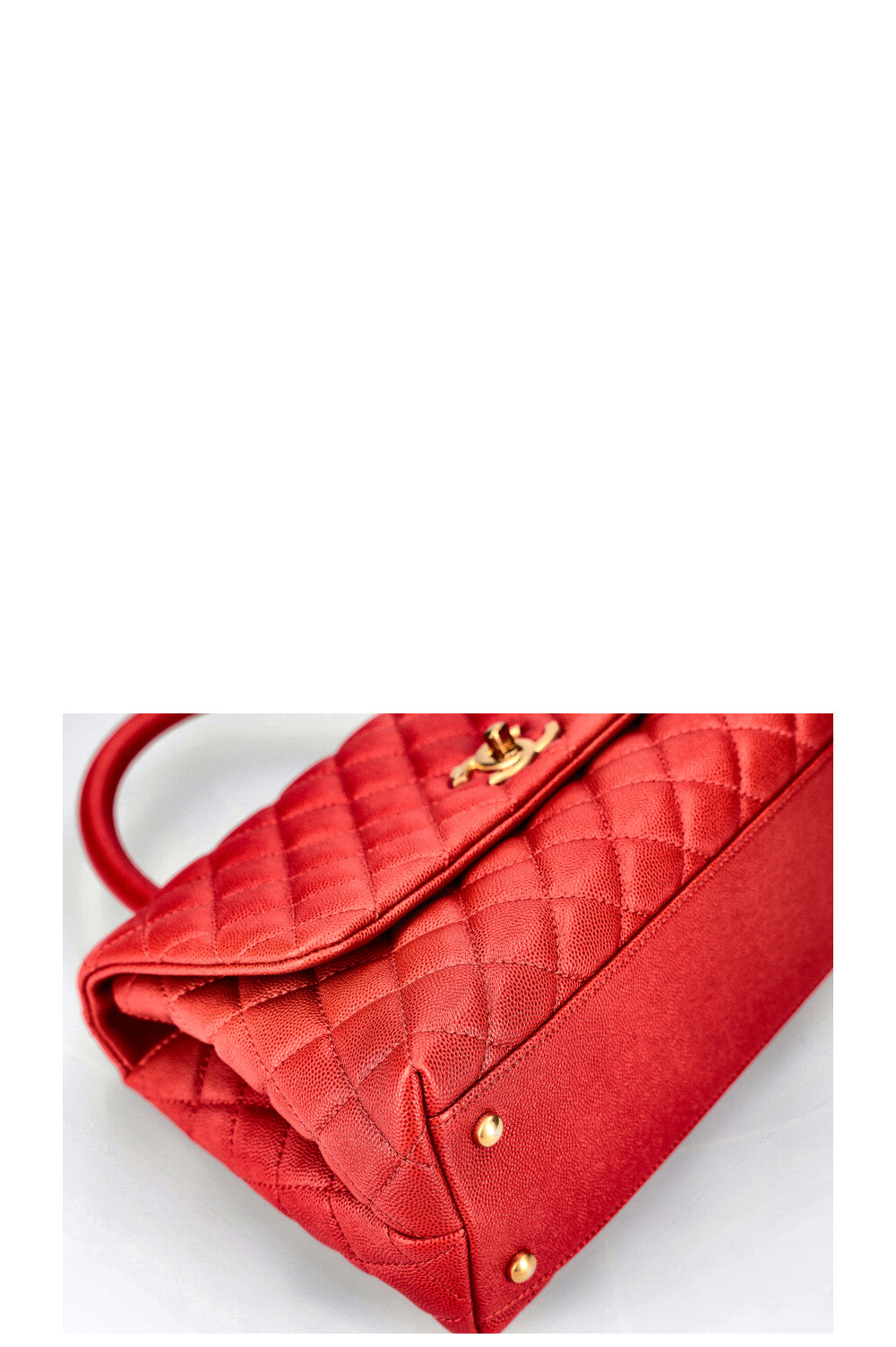 CHANEL Coco Handle Bag Red Caviar Leather