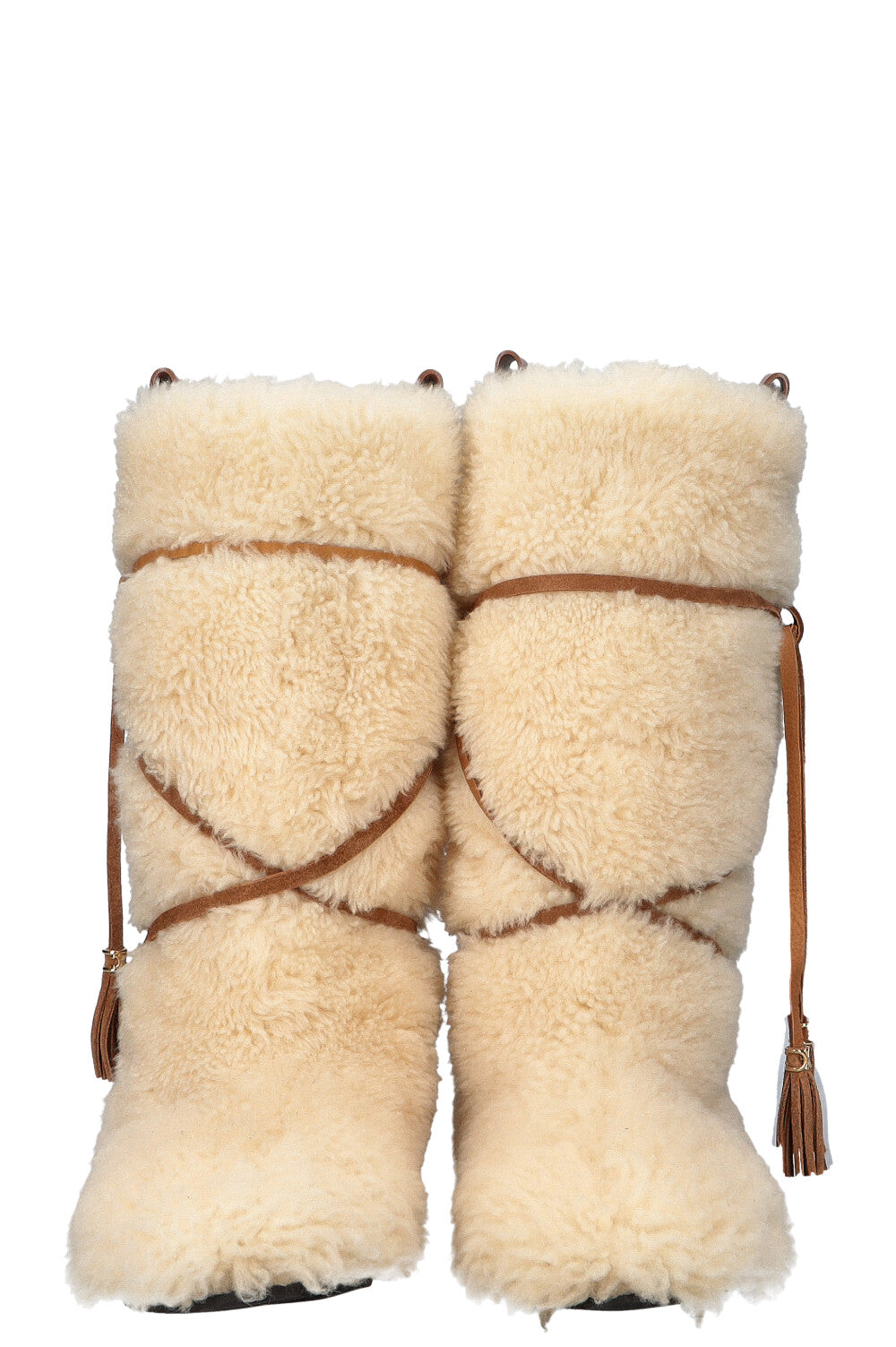 CELINE Shearling Colorblock Pattern Boots