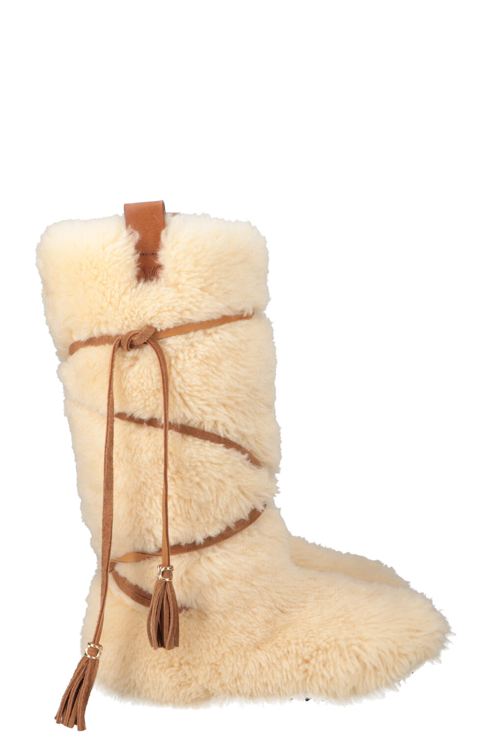 CELINE Shearling Colorblock Pattern Boots