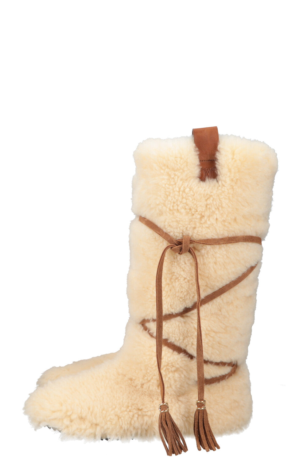 CELINE Shearling Colorblock Pattern Boots