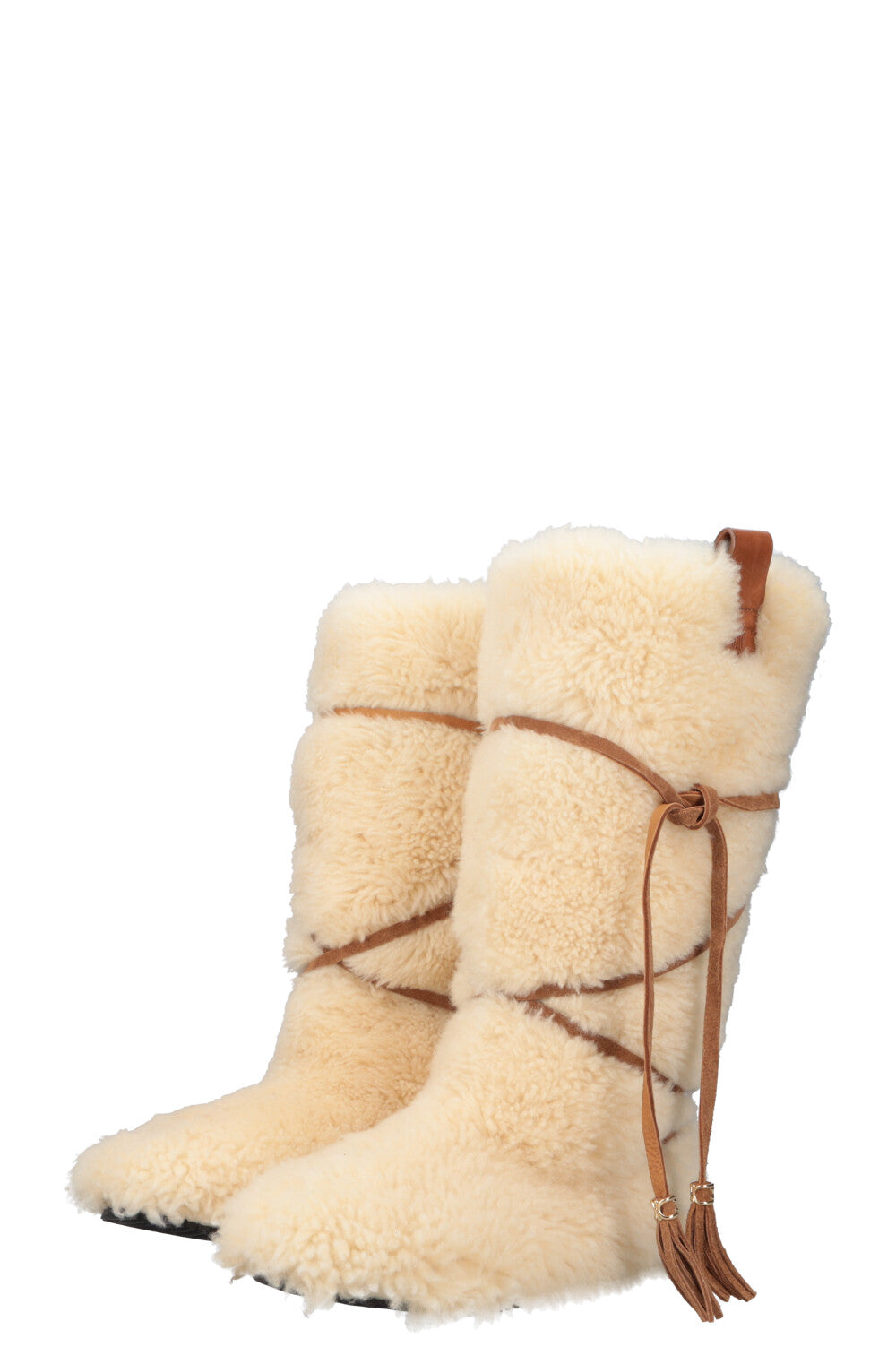 CELINE Shearling Colorblock Pattern Boots