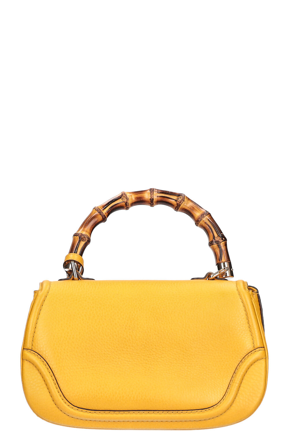 GUCCI 1947 New Convertible Bamboo Top Handle Bag Medium Yellow